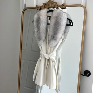 White House Black Market fur collar vest jacket